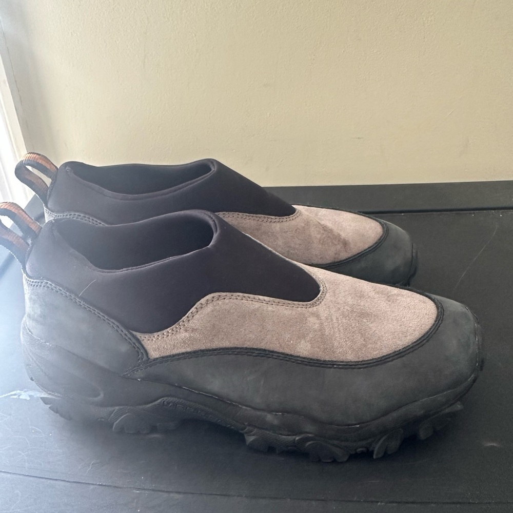 Merrell women's 9 suede performance sneaker shoe mocha charcoal black slip on